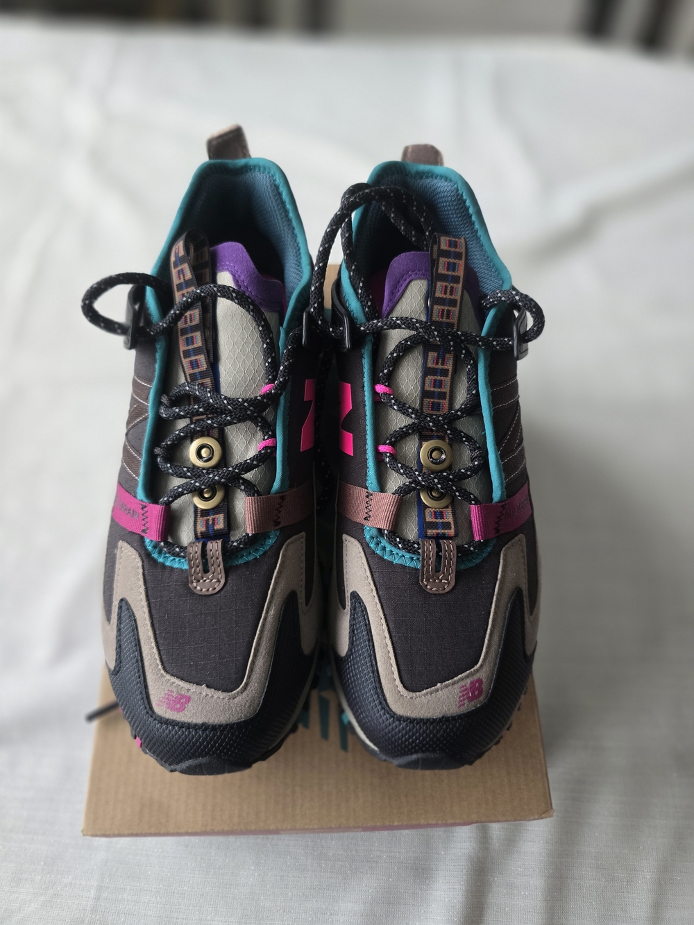 New Balance Bodega Men's Brown Sneakers with Teal & Pink Accents